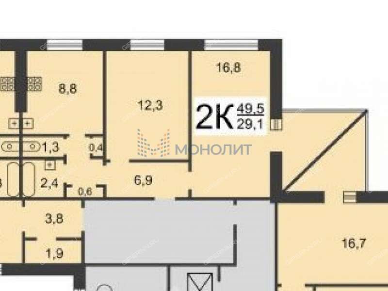 двухкомнатная квартира на Космической улице дом 60