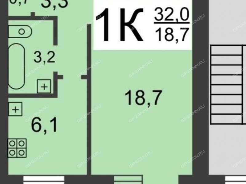 однокомнатная квартира на улице Дьяконова дом 22