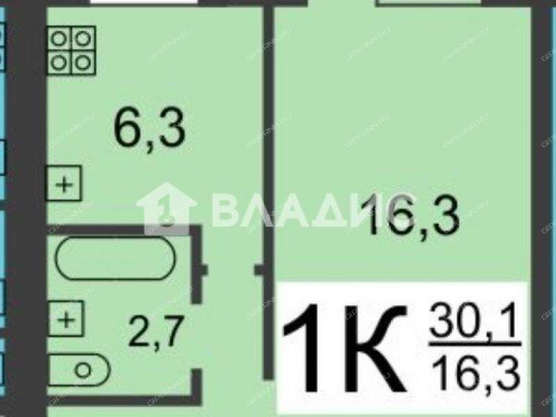 однокомнатная квартира на улице Старых Производственников дом 11