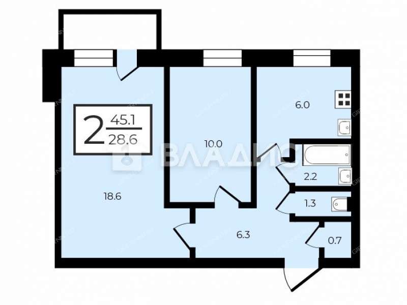 двухкомнатная квартира на Мончегорской улице дом 6 к1