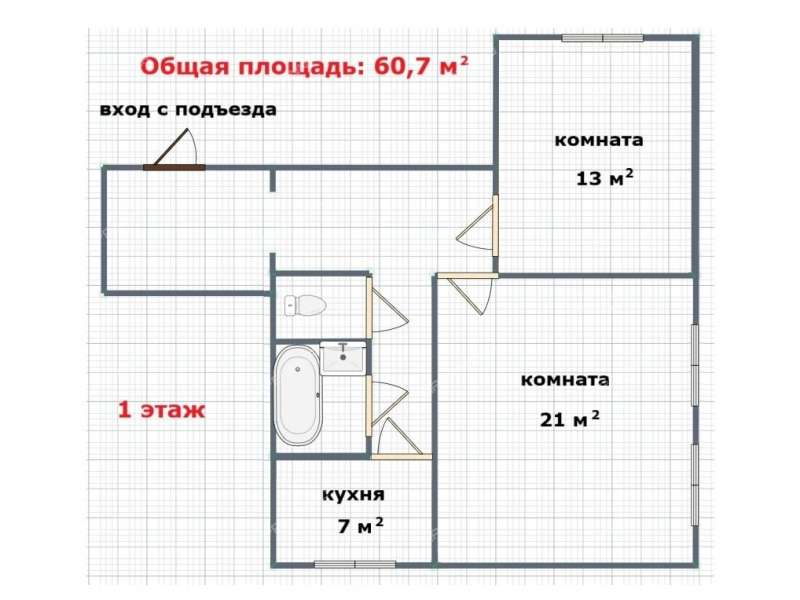 двухкомнатная квартира на Трудовой улице дом 26 город Бор