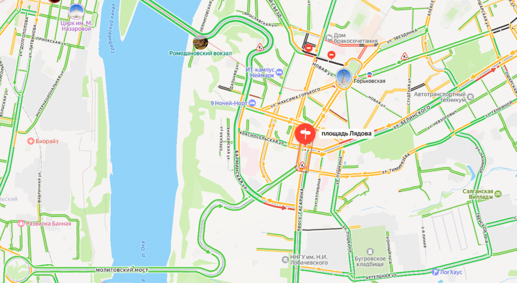 Площадь Лядова в 11:50. Источник: yandex.ru/maps