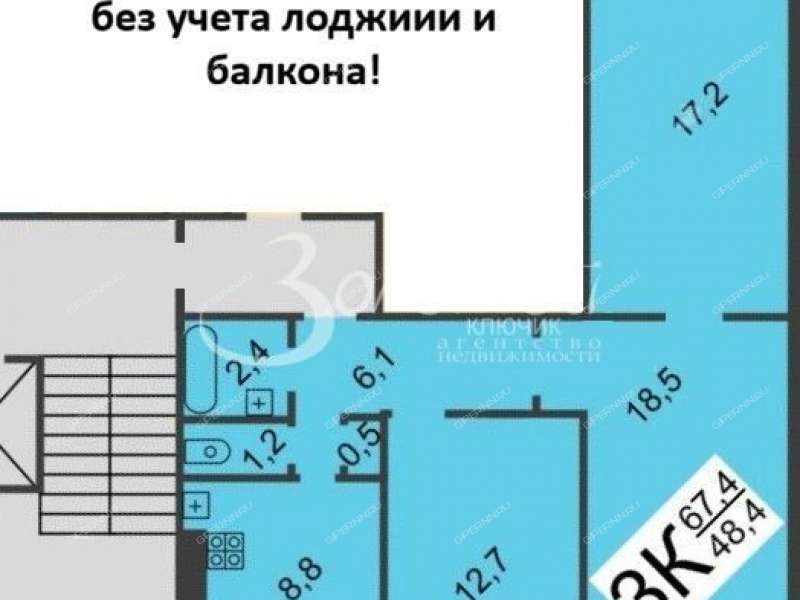 трёхкомнатная квартира на улице Германа Лопатина дом 14/1