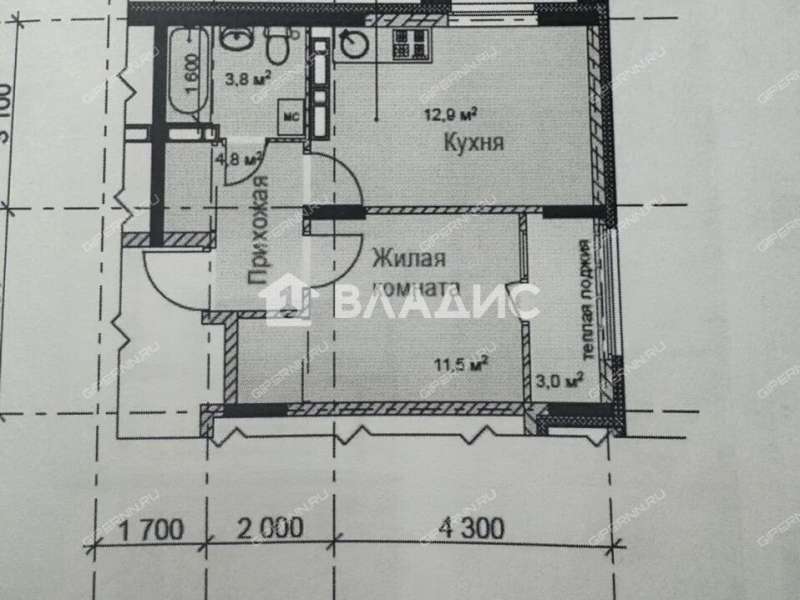 однокомнатная квартира на улице Романтиков дом 3