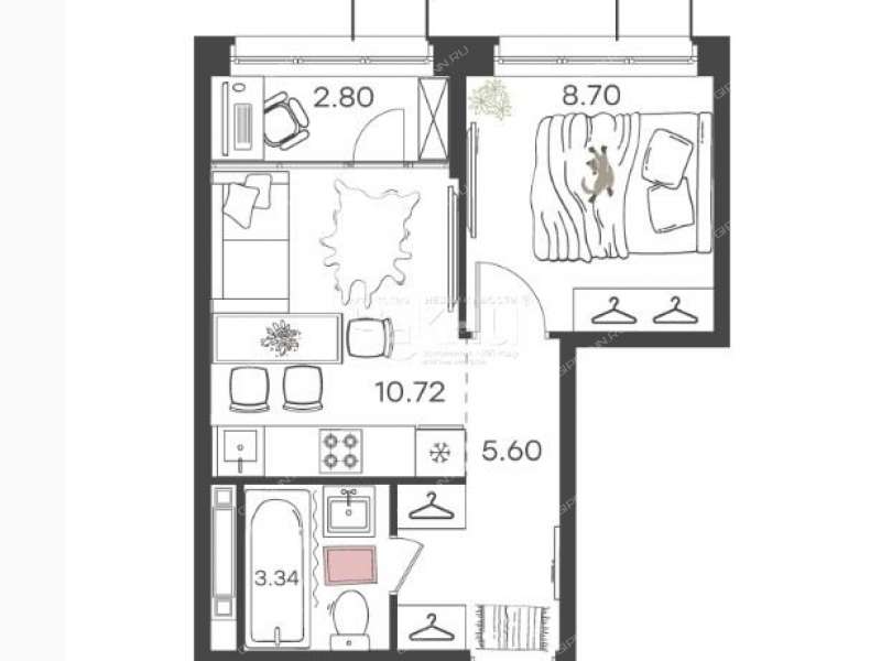 однокомнатная квартира в новостройке на Львовской улице